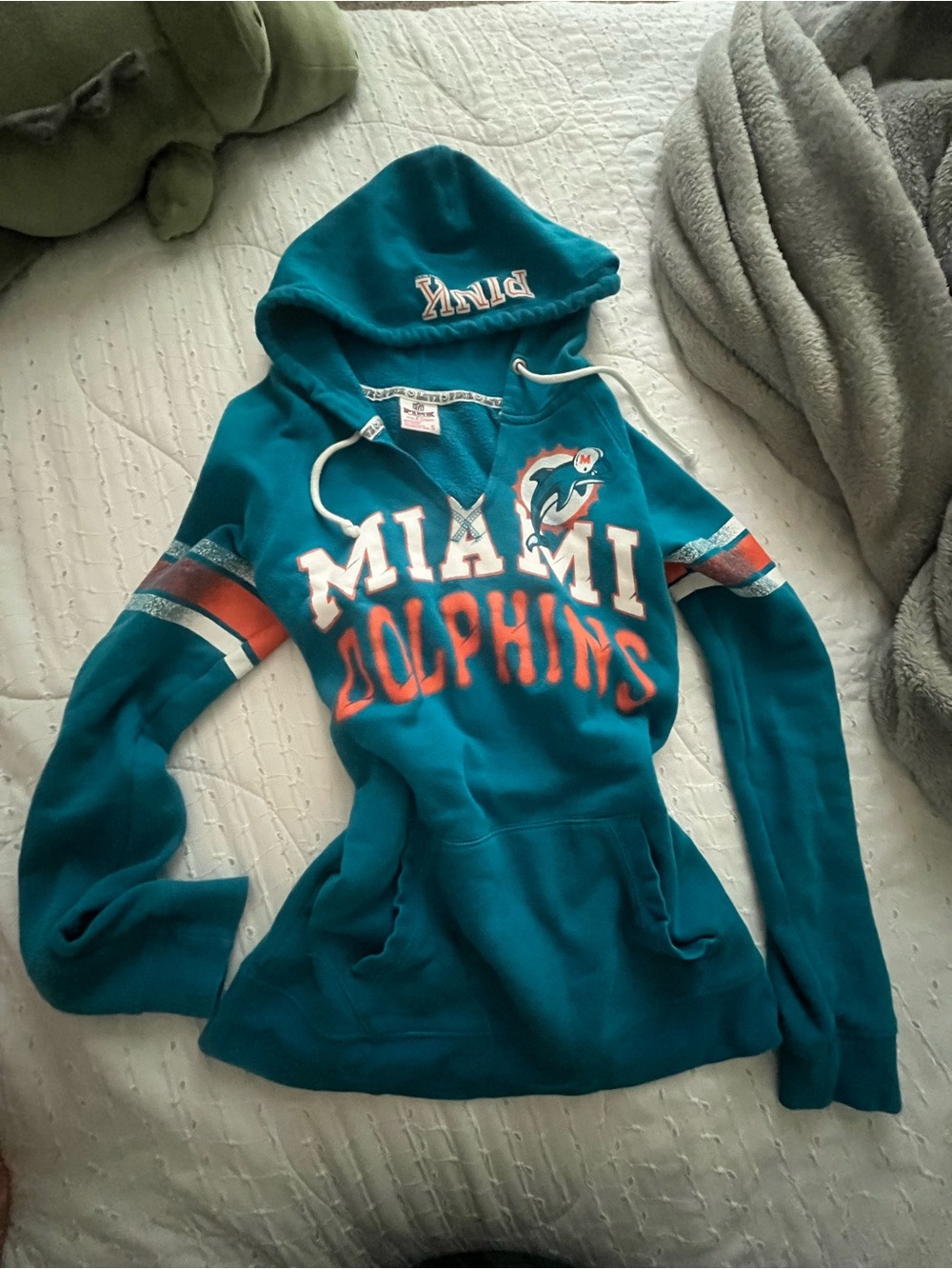 PINK Victoria's Secret X NFL Miami Dolphins Teal Hoodie Sweater